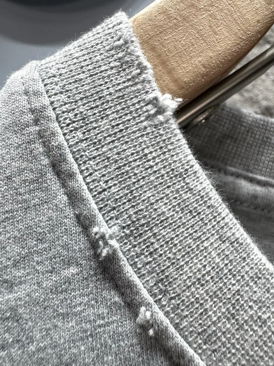 View 9 of Grey Cotton Tee with Subtle LV Embroidery, Relaxed Crewneck, Mid-Weight Comfort