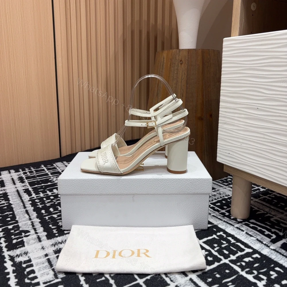 View 2 of 高仿Dior*Dway系列KDQ853一字高跟刺繡涼鞋金色免檢版