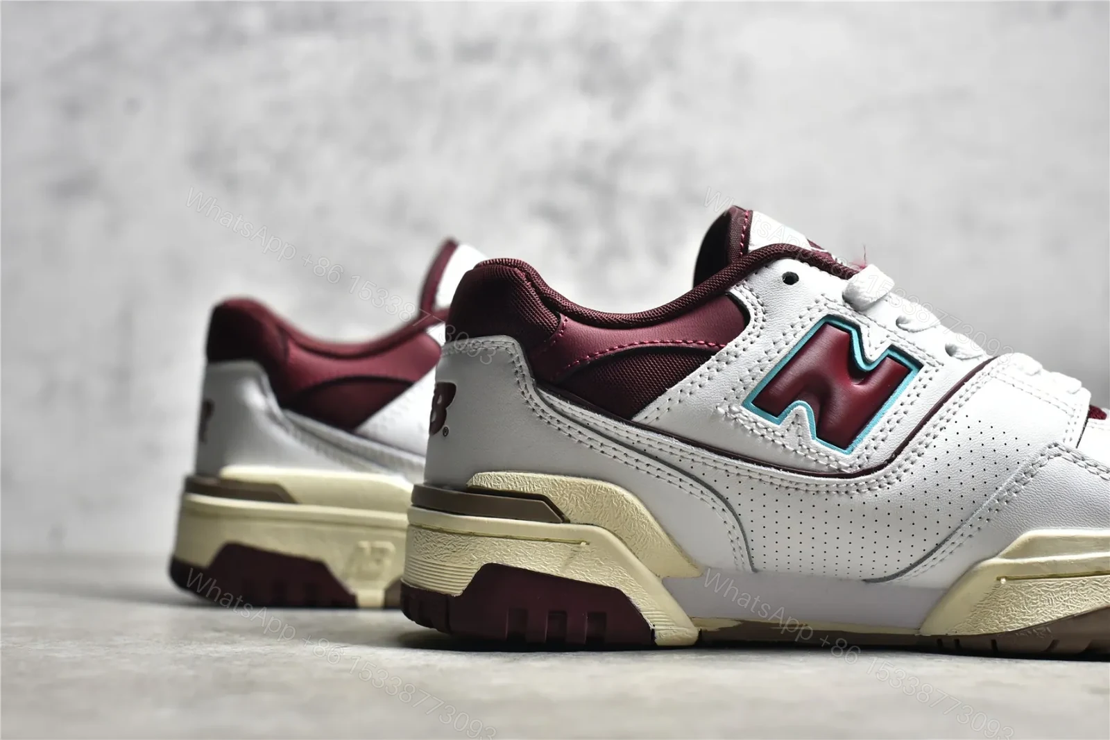 View 4 of New balance 550 White and Wine Red