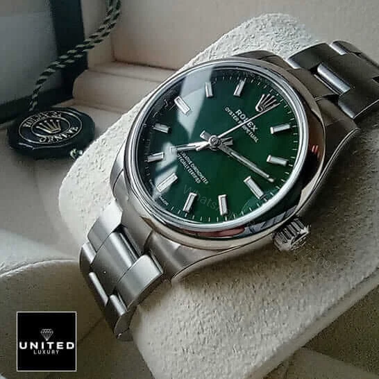 View 9 of Rolex Oyster Perpetual 277200 Green Dial Replica