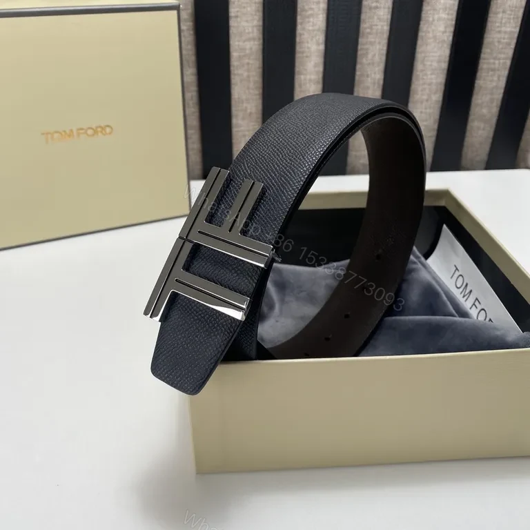 View 2 of Lux Calfskin Belt: TF-Inspired Buckle, Textured Matte Leather
