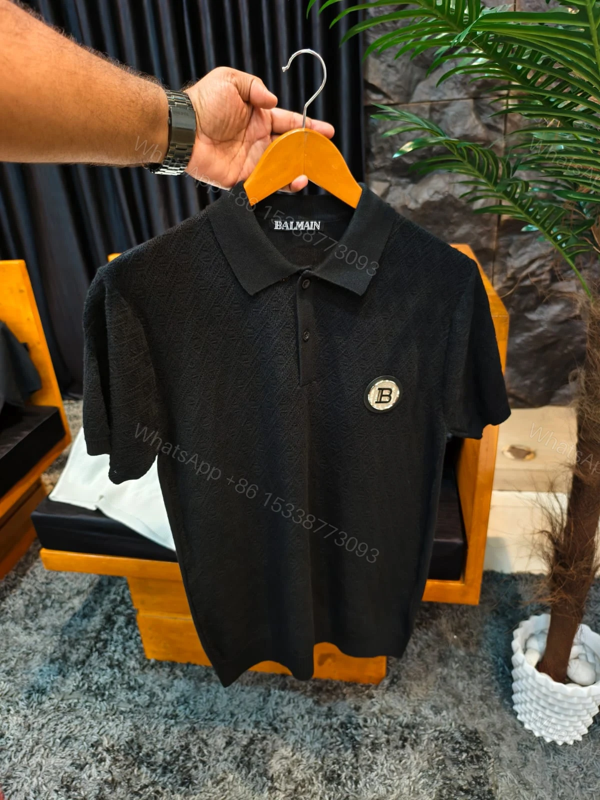 View 9 of FIRST COPY BALMAIN IMPORTED SUMMER BREATHABLE FABRICS COLLAR POLO T-SHIRT