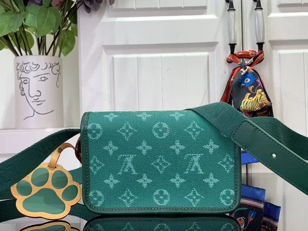 View 3 of Green Monogram Crossbody: Compact, Leather-Style Luxe Utility