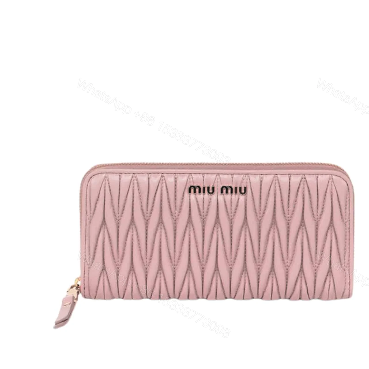 MIUMIU MATELASSÉ NAPPA WALLET PINK 19CM — view 1