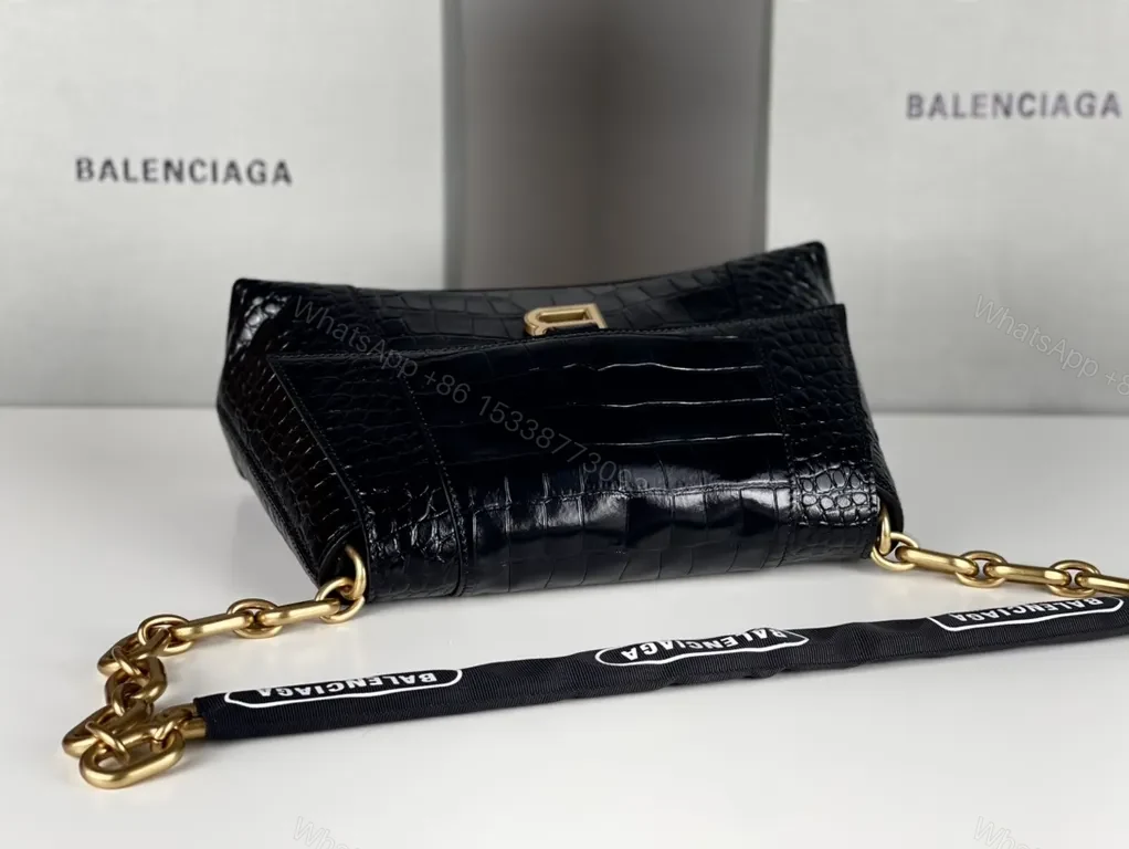 View 8 of Chic Crocodile-Texture Messenger Bag with Gold Accents
