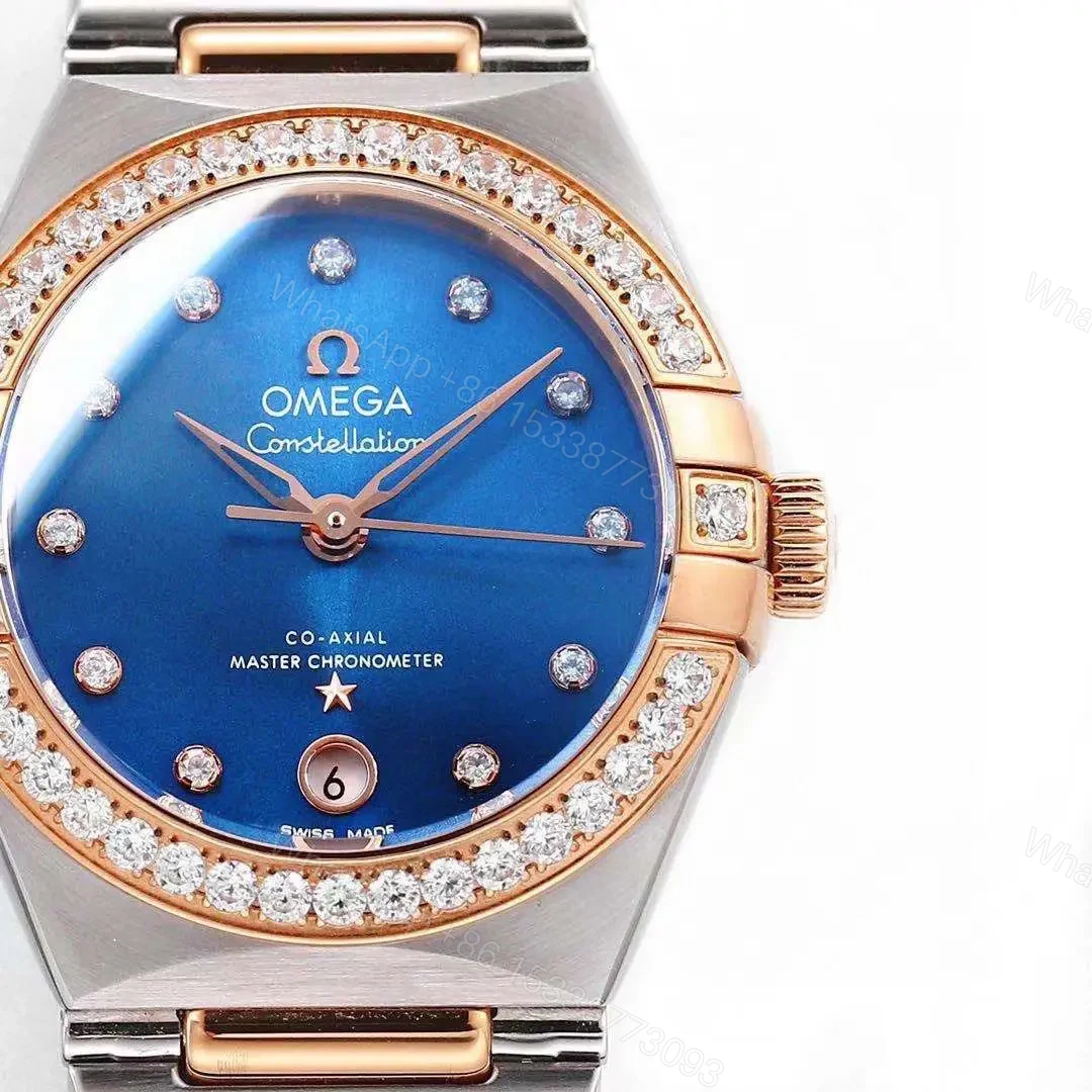 View 5 of Omega Constellation 29MM Women’s Watch V6 Version Blue Dial with Diamond Bezel Two-Tone Stainless Steel and Rose Gold Bracelet