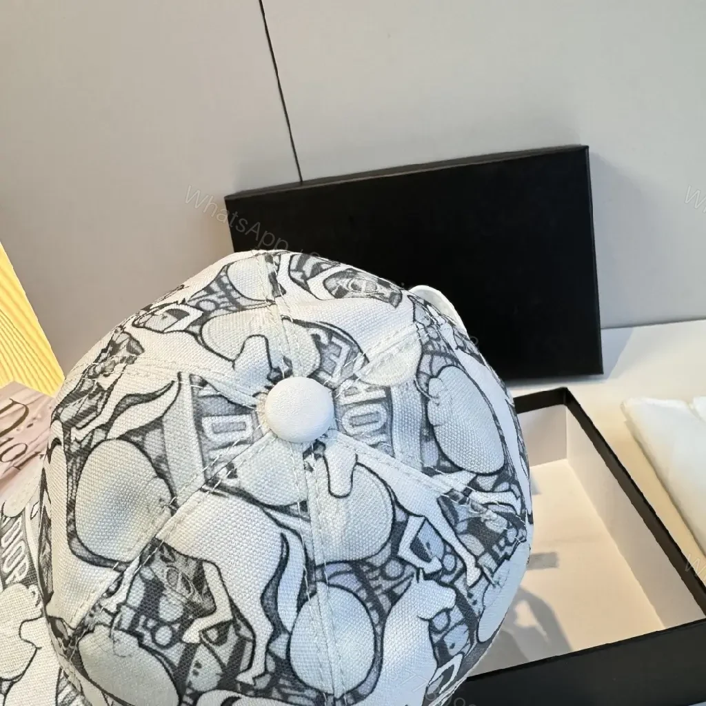 View 5 of White Cap Baseball DIOR Cartoon Print ComfortFit Cap