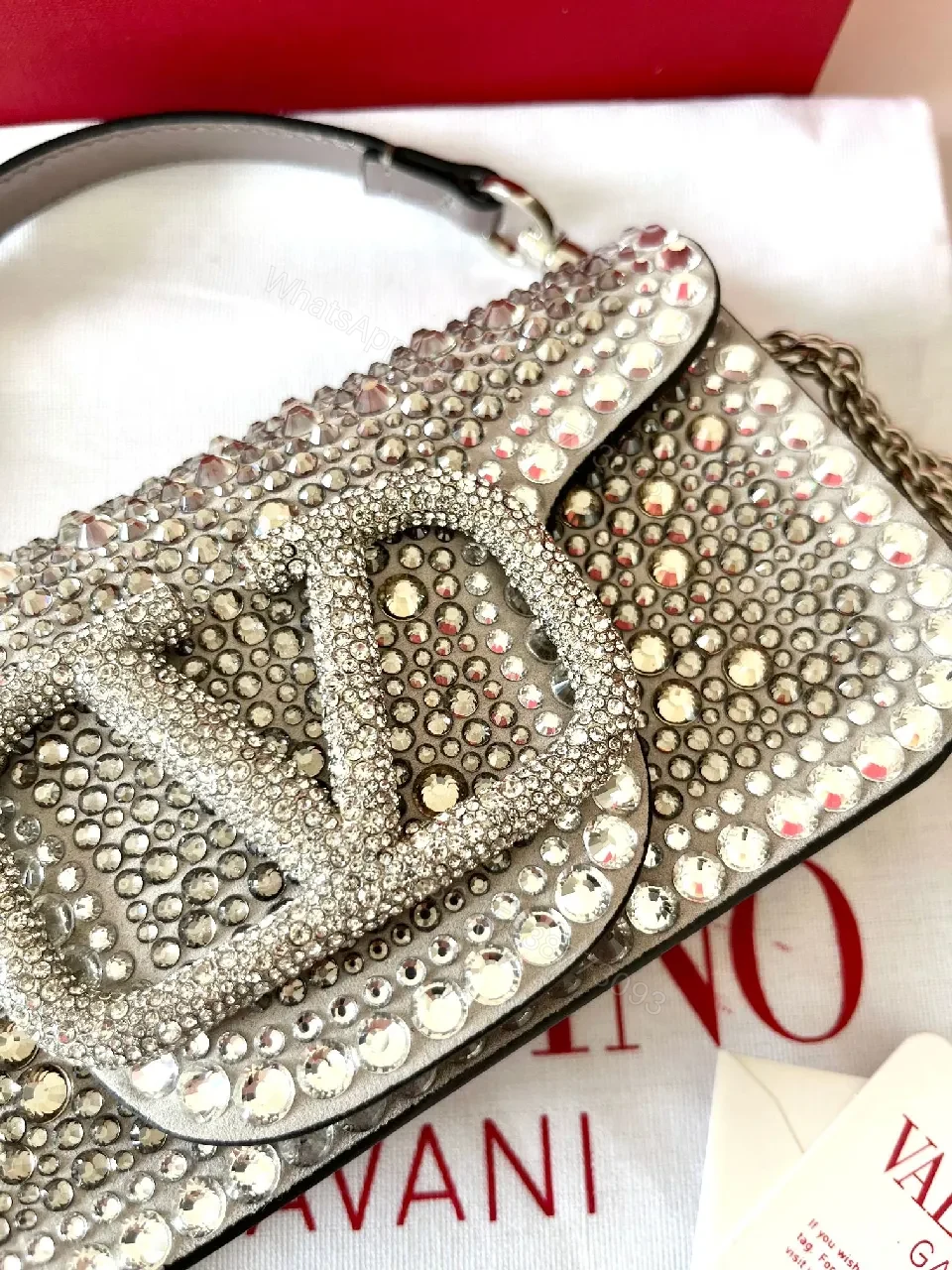 View 2 of Glam Rock Crystal-Embellished Mini Bag with Logo Twist