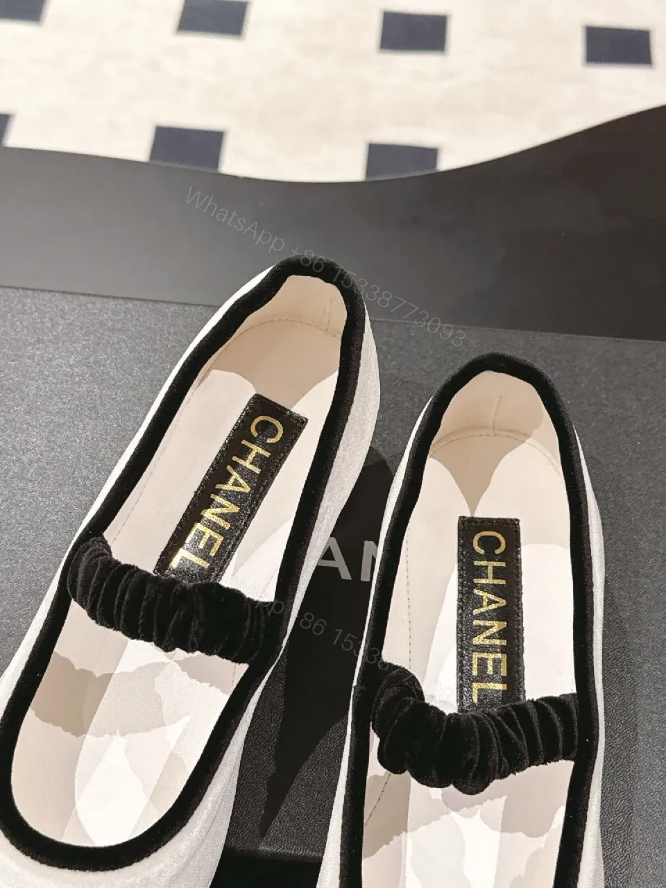 View 2 of Two-Tone Ballet Flats with Subtle Logo Embroidery, Slip-On Comfort
