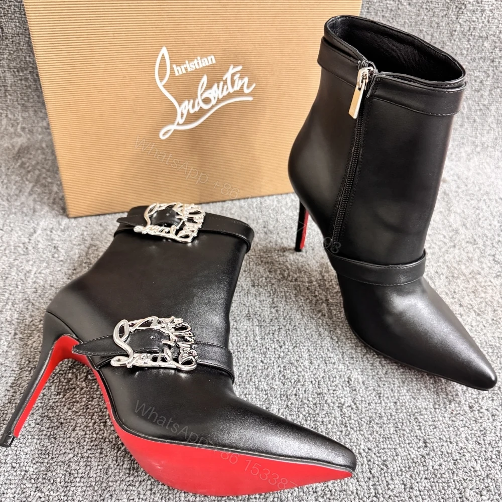 View 6 of CHRISTIAN LOUBOUTIN GIDDYLINA 100 LEATHER ANKLE BOOTS BLACK P00992472