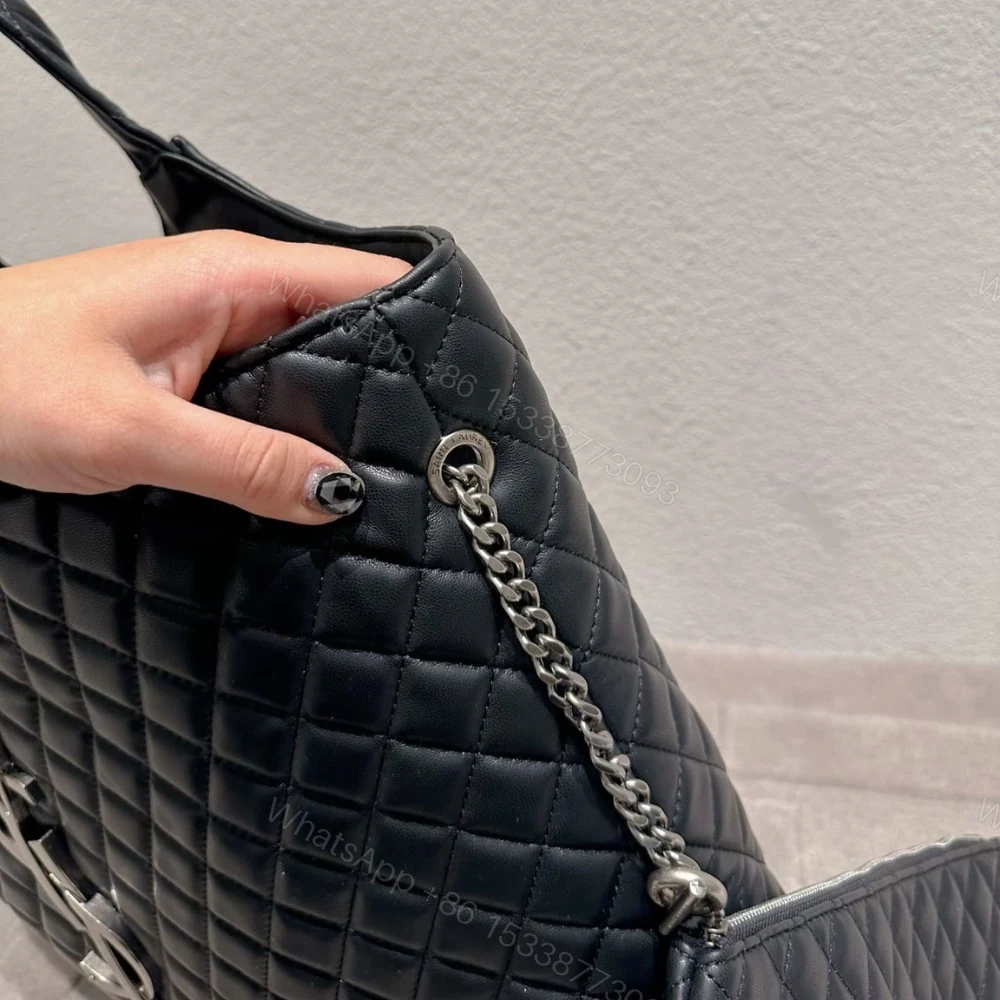 View 4 of Saint Laurent Icare Shopping Bag In Quilted Black Silver 40Cm