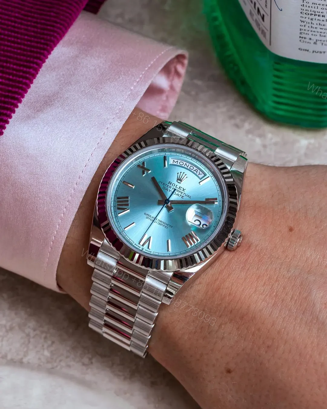 View 2 of Rolex Day Date Platinum Ice Blue Replica Clone