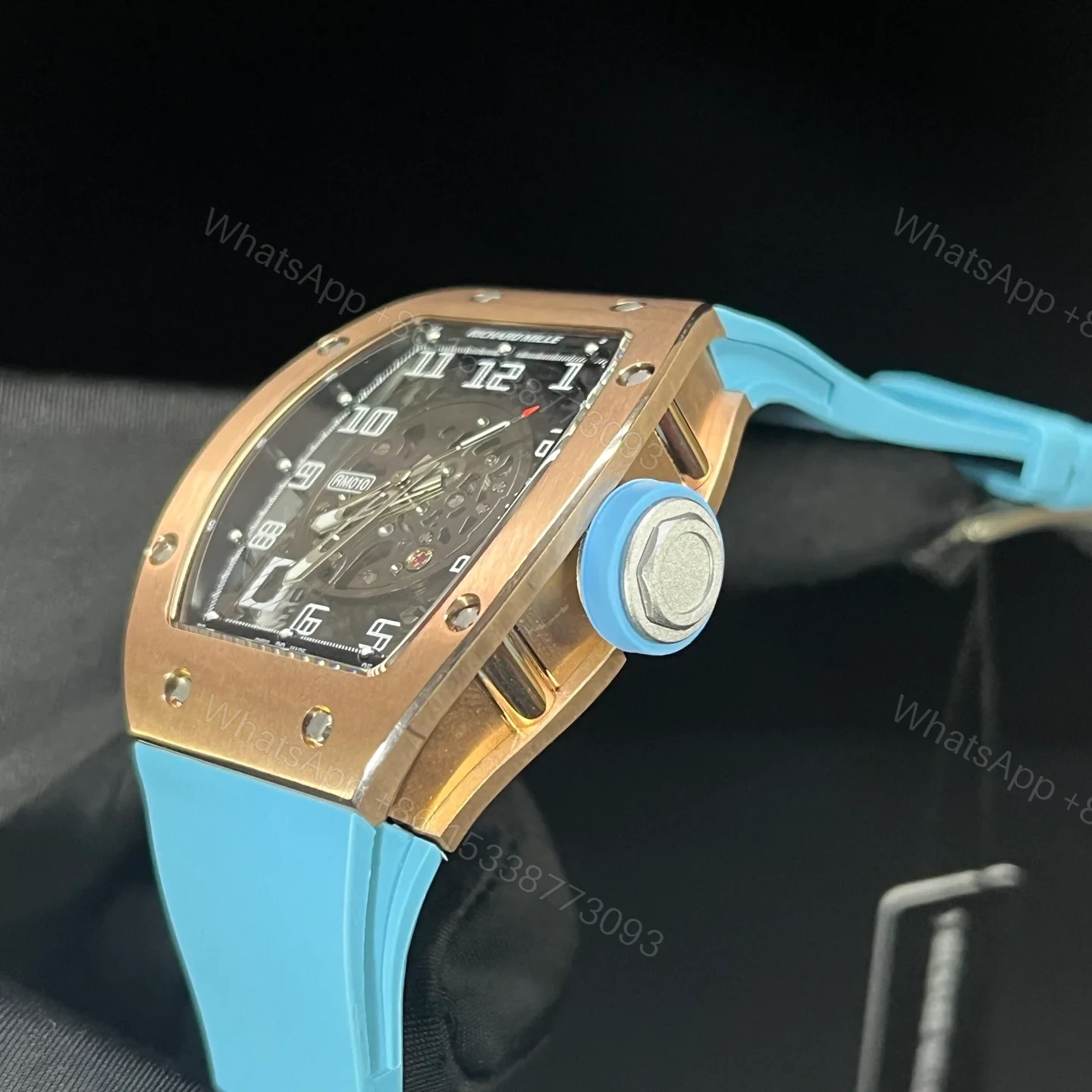 View 5 of Richard Mille RM010 Titanium Skeleton Automatic Light Blue Strap Watch RM010-TI-LB