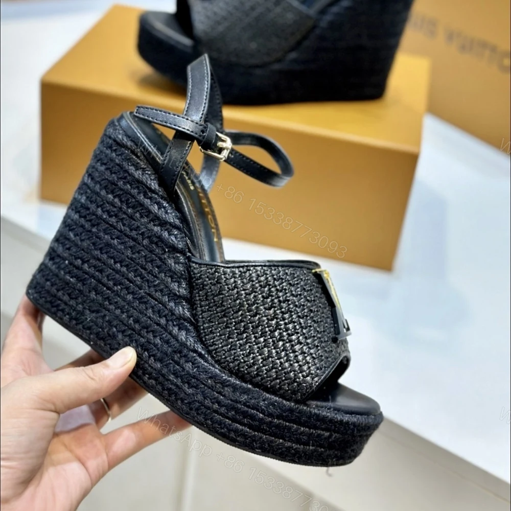 View 5 of LOUIS VUITTON MARE WEDGE SANDALS BLACK 1AHLLK