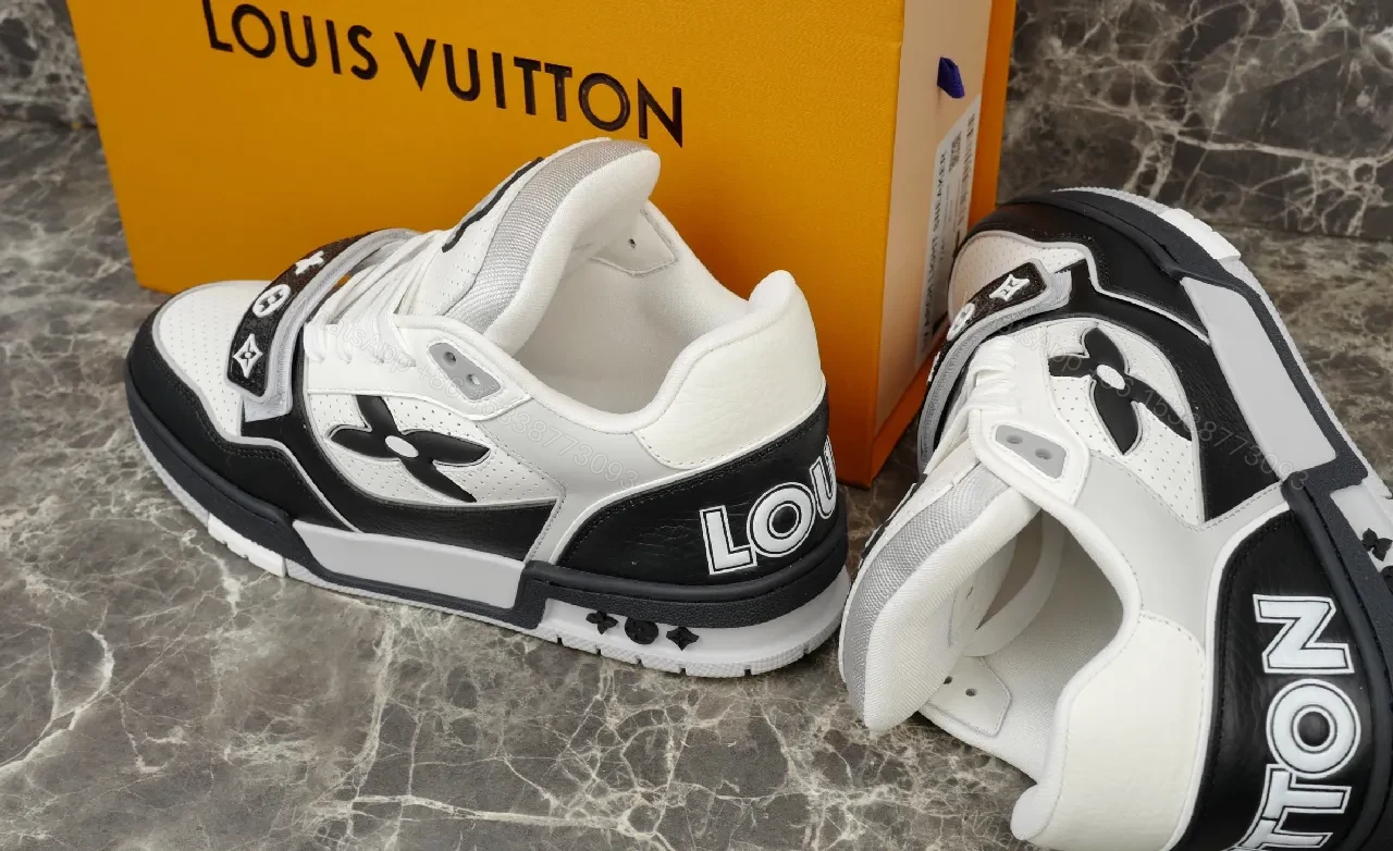 View 2 of Chunky White & Black Leather High-Tops — Luxury Comfort Sneakers