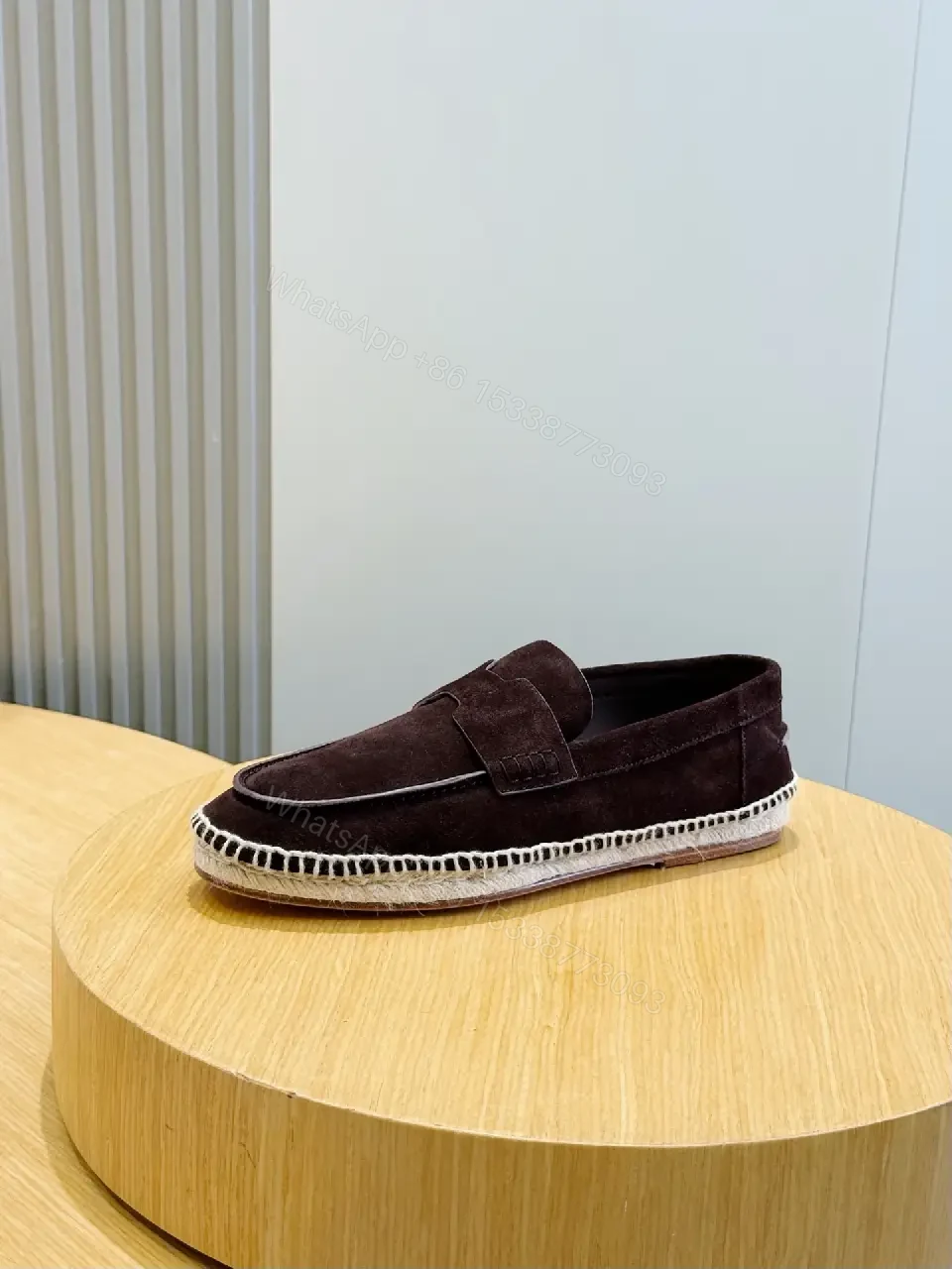 View 5 of Black Suede Loafers Espadrille Sole Classic Style Comfort Fit Hermès Inspired Shoes