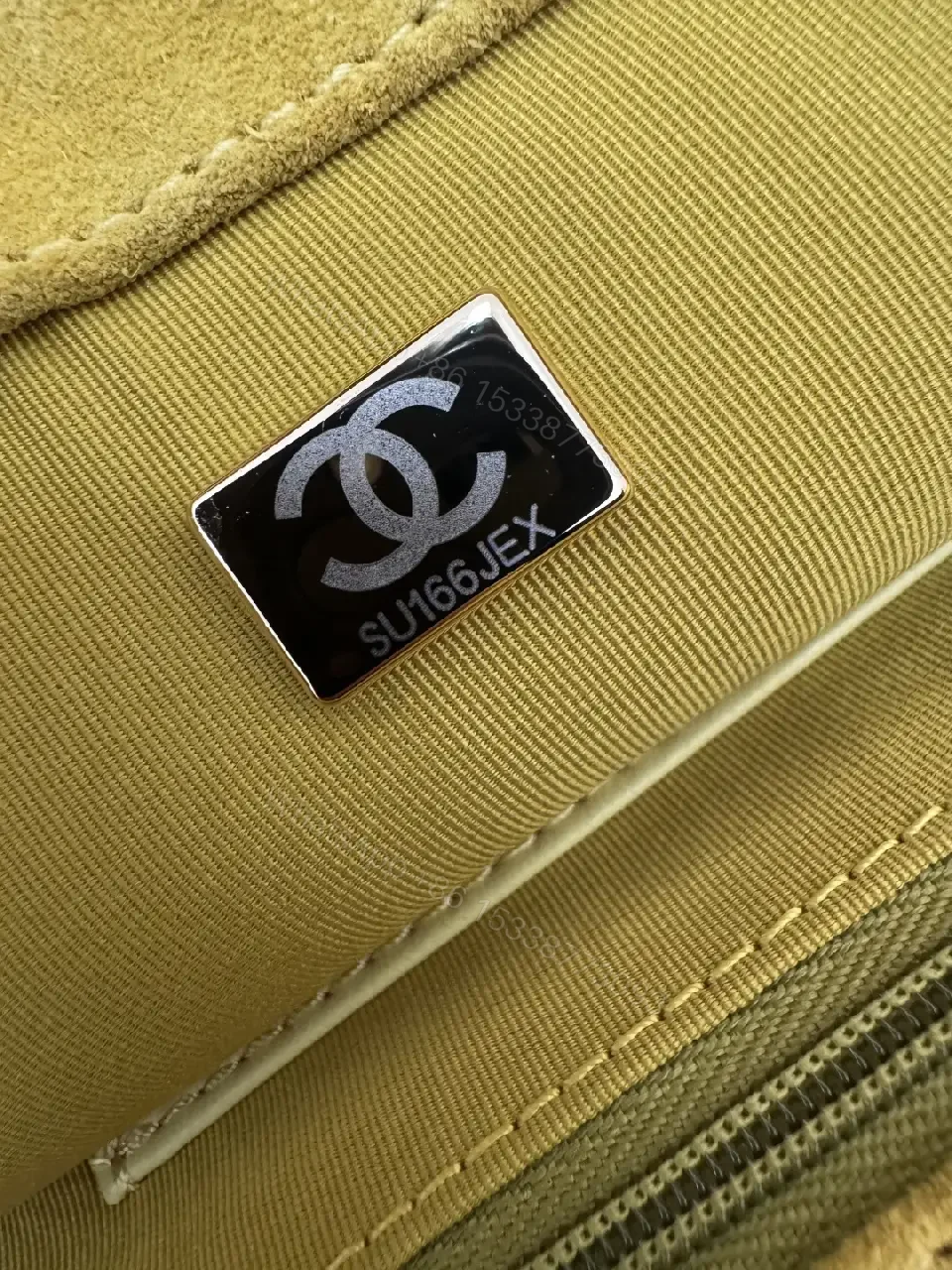 View 9 of Mustard Quilted Mini Flap Bag with Gold Chain