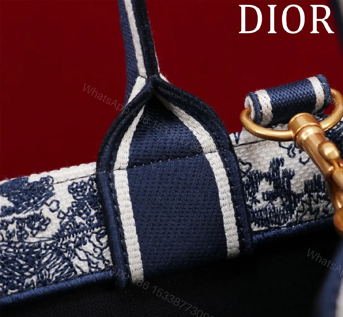 View 4 of Ivory Cream + Textile Panel + Structured Tote + Bold Dior Stripe + Handbag