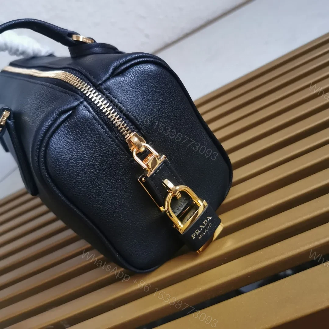 View 2 of Prada Black Medium leather top-handle bag with padlock