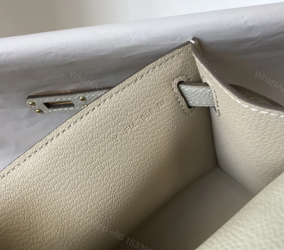 View 8 of HERMES MINI KELLY POCHETTE GOLD TONED HARDWARE WHITE 22CM