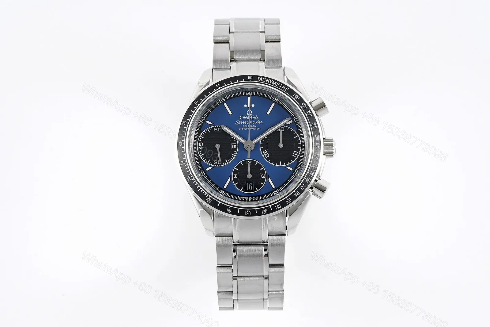 Omega Speedmaster Series 326.32.40.50.06.001 Chronograph Watch Blue Dial Stainless Steel Bracelet Multifunction Design — view 1