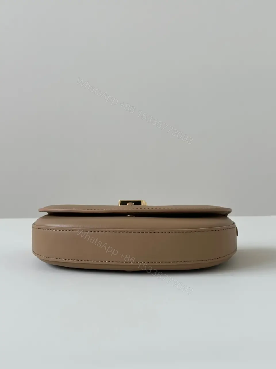 View 3 of Chic Leather Crossbody Bag with Gold Logo