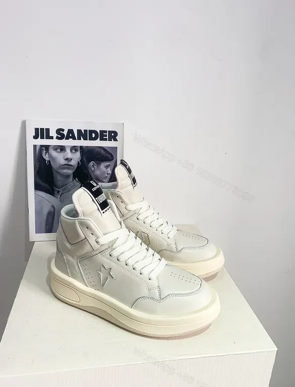 Cream-White Leather High-Tops: Chic, All-Day Comfort Sneakers — view 1