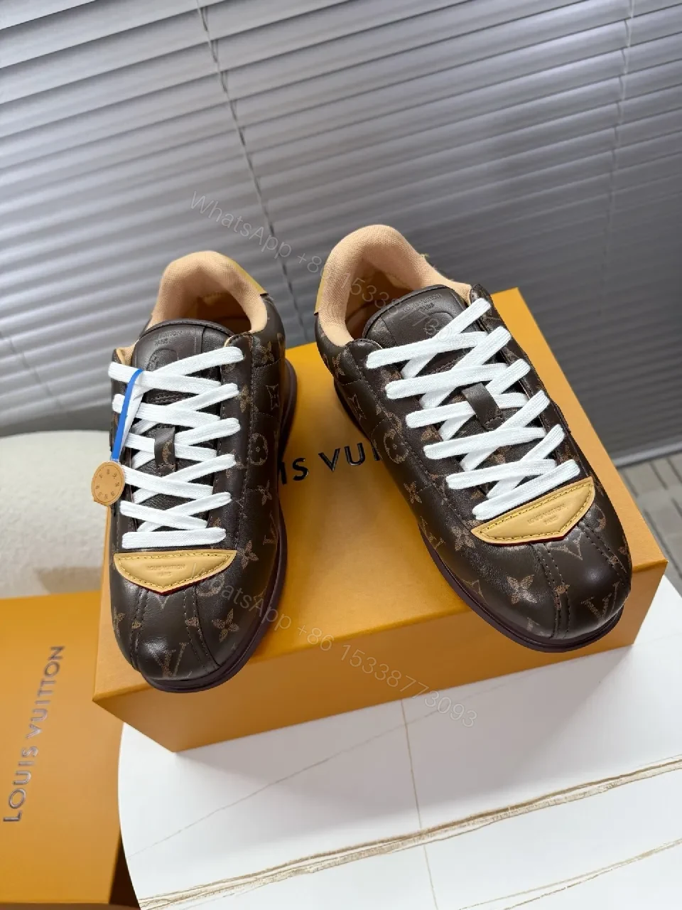 View 8 of Patterned Leather High-Top Sneakers: Luxe Monogram, Elevated Comfort