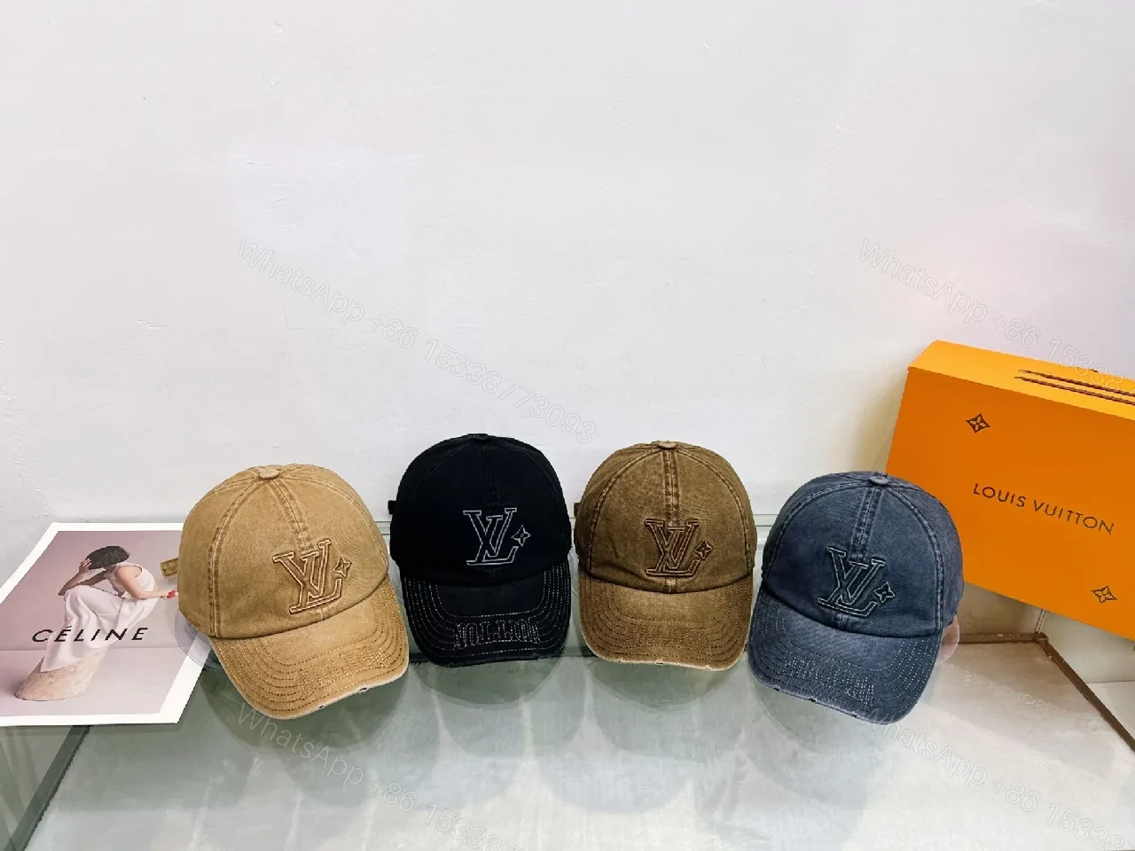 Distressed Cotton-Twill Cap: Subtle LV Monogram Luxury — view 1