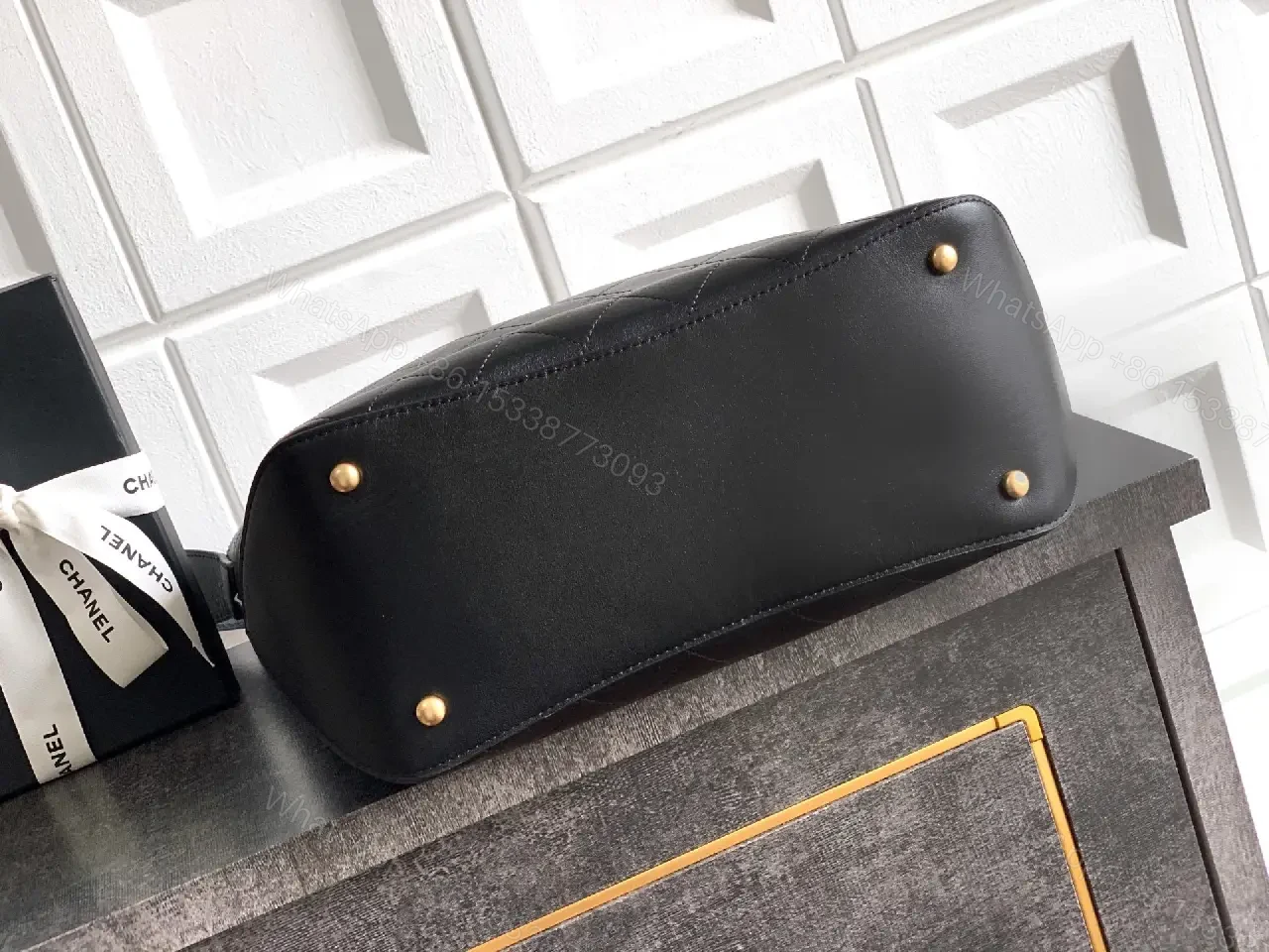 View 3 of Chic Quilted Tote Bag: Minimal Hardware, Black