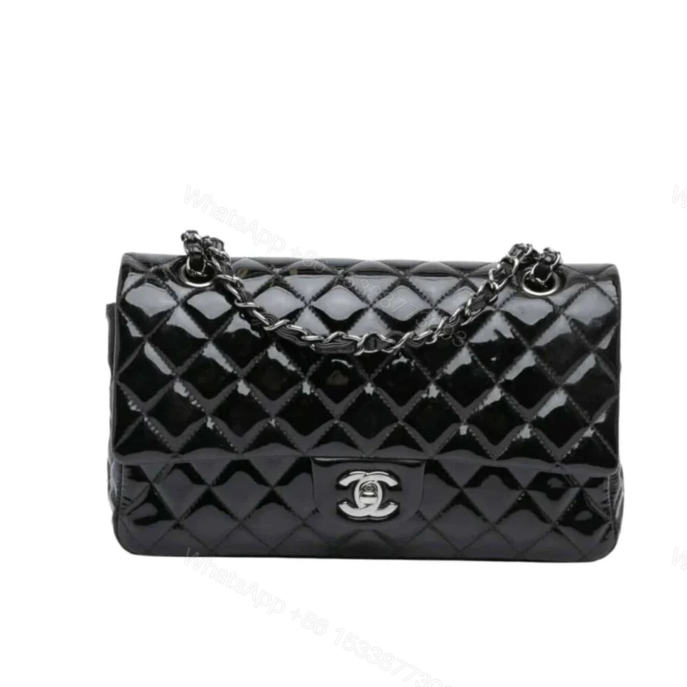 Chanel Medium Classic Double Flap Bag Patent Leather Black 26Cm — view 1