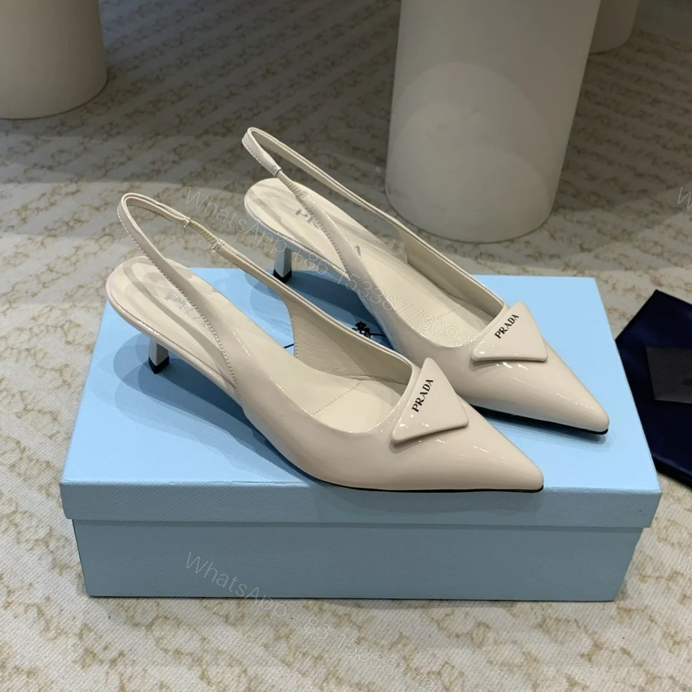 高仿Prada*1I901B露跟印花徽標高跟鞋7.5CM米色免檢版 — view 1