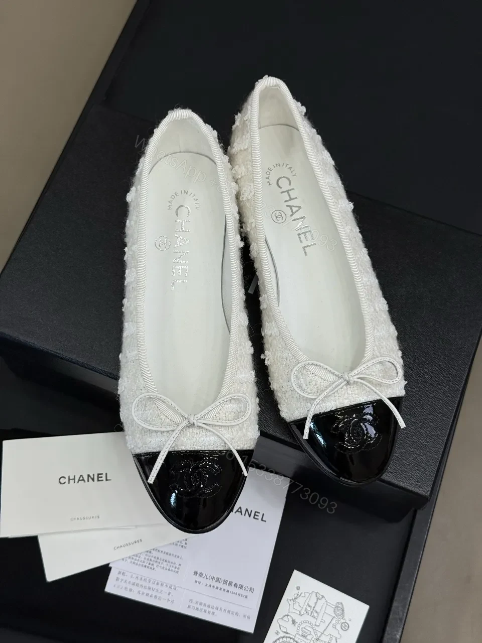 Tweed Ballet Flats with Glossed Cap Toe - Refined Everyday Luxury — view 1