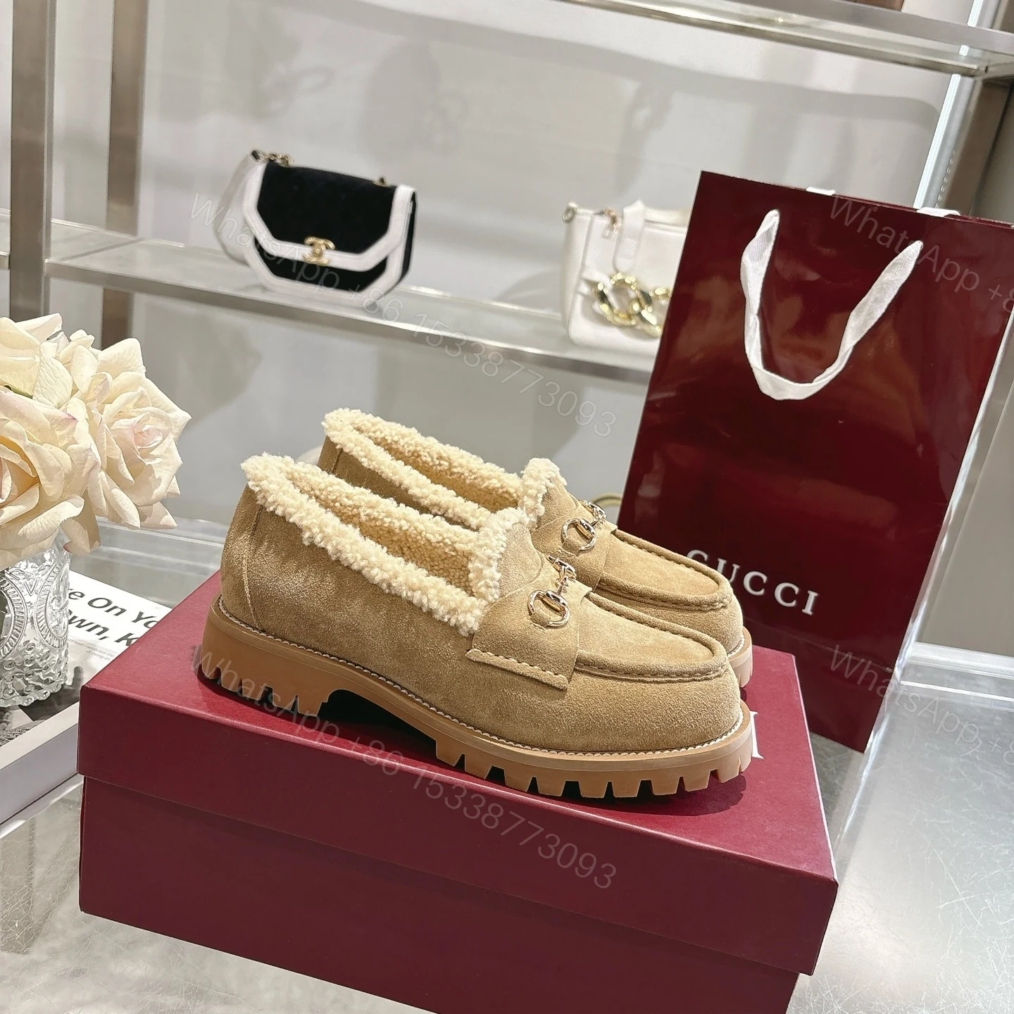 View 2 of Gucci Women Loafer With Horsebit Beige 836060 Aaa5U 9556