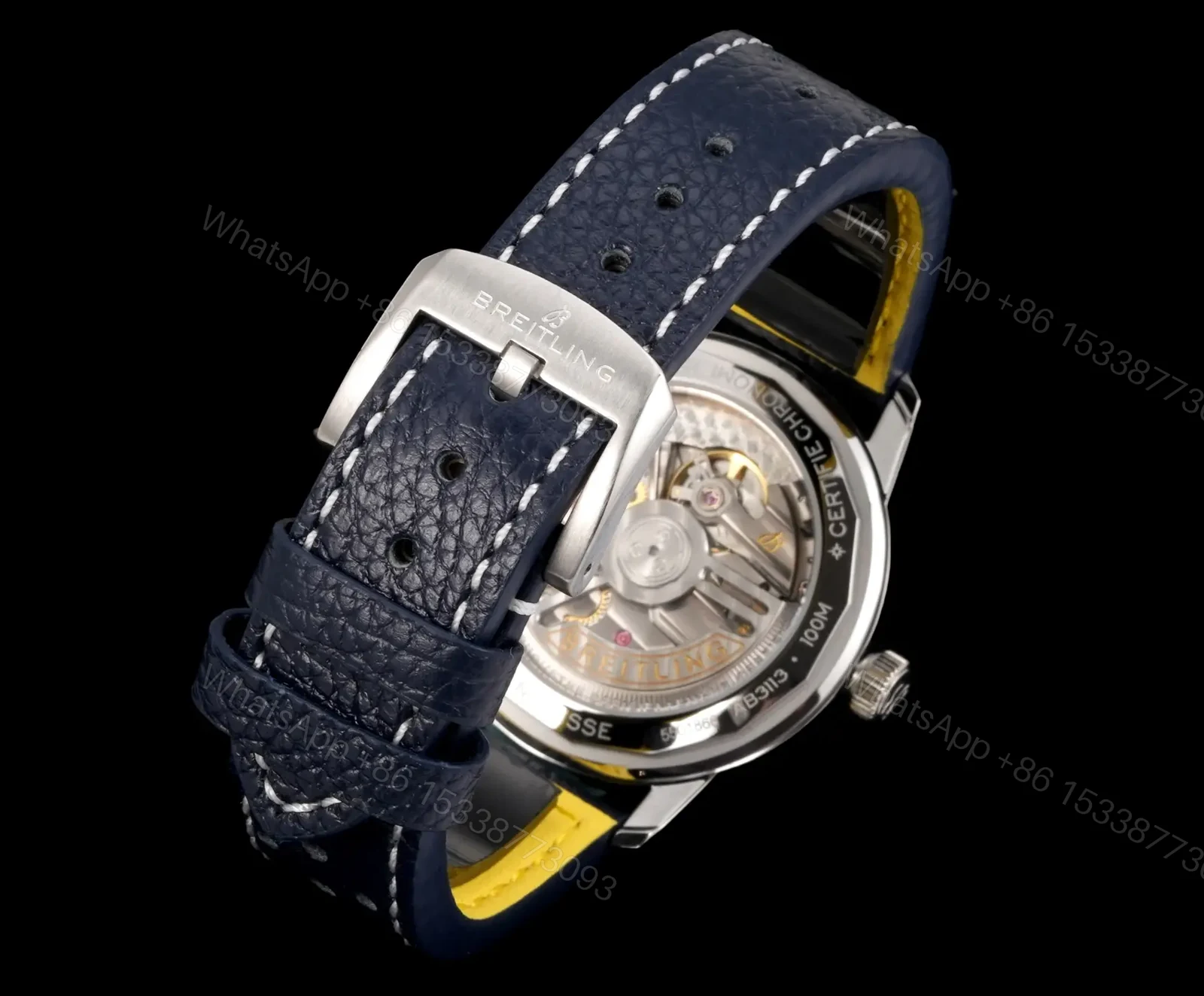 View 9 of Breitling Top Time B31 Blue Replica Leather Strap 38MM Premium BRE-TOP-B31-38-GRN-LTH
