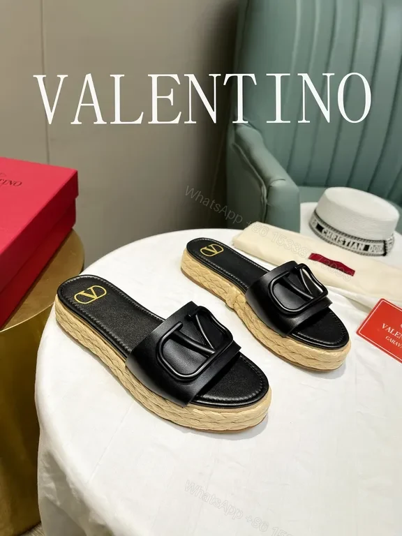 View 6 of Polished V-Logo Leather Slides â€“ Luxury Casual Sandals