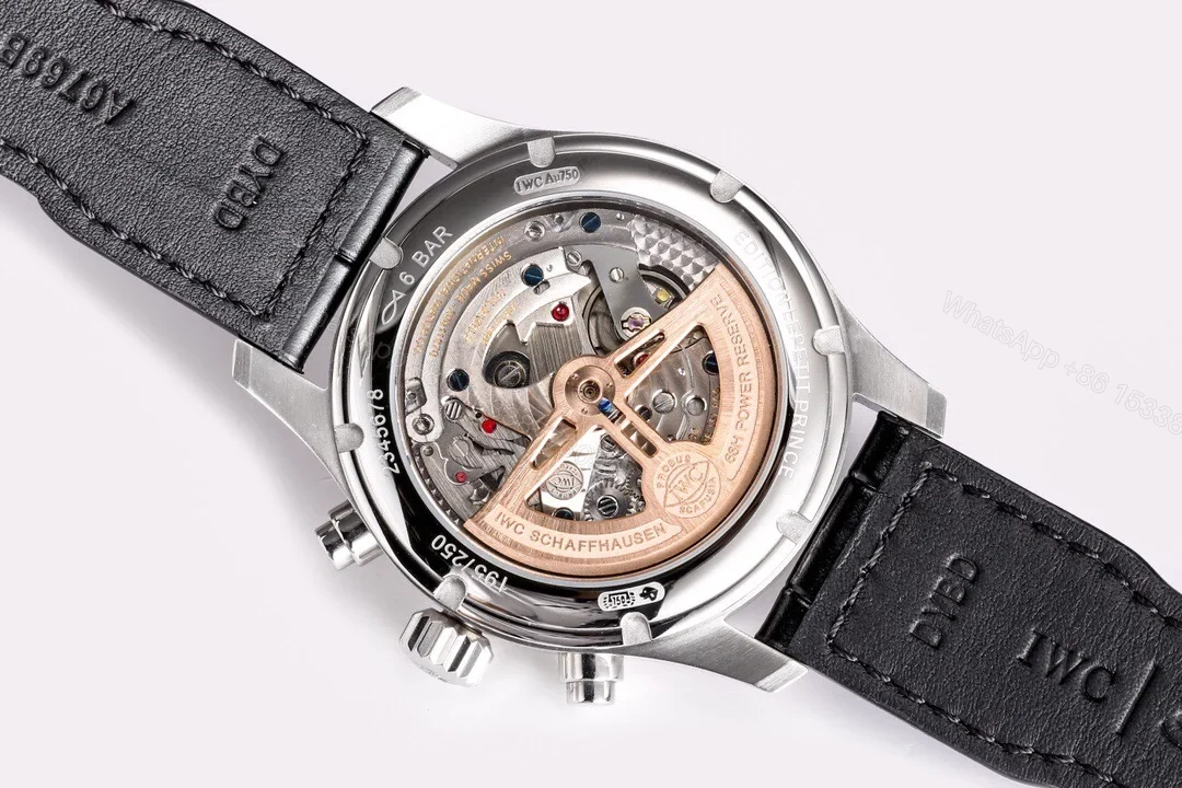 View 4 of IWC Pilot Perpetual Calendar Replica 42MM Premium Black Dial Leather Strap Edition IWC-PILOT-PC-BLK42-LTH