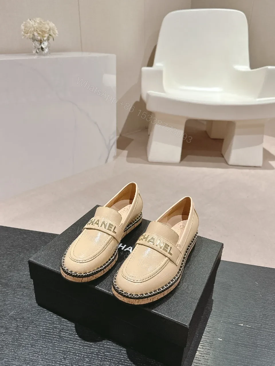 Beige Leather Slip-On Loafers: Luxe Comfort Style — view 1