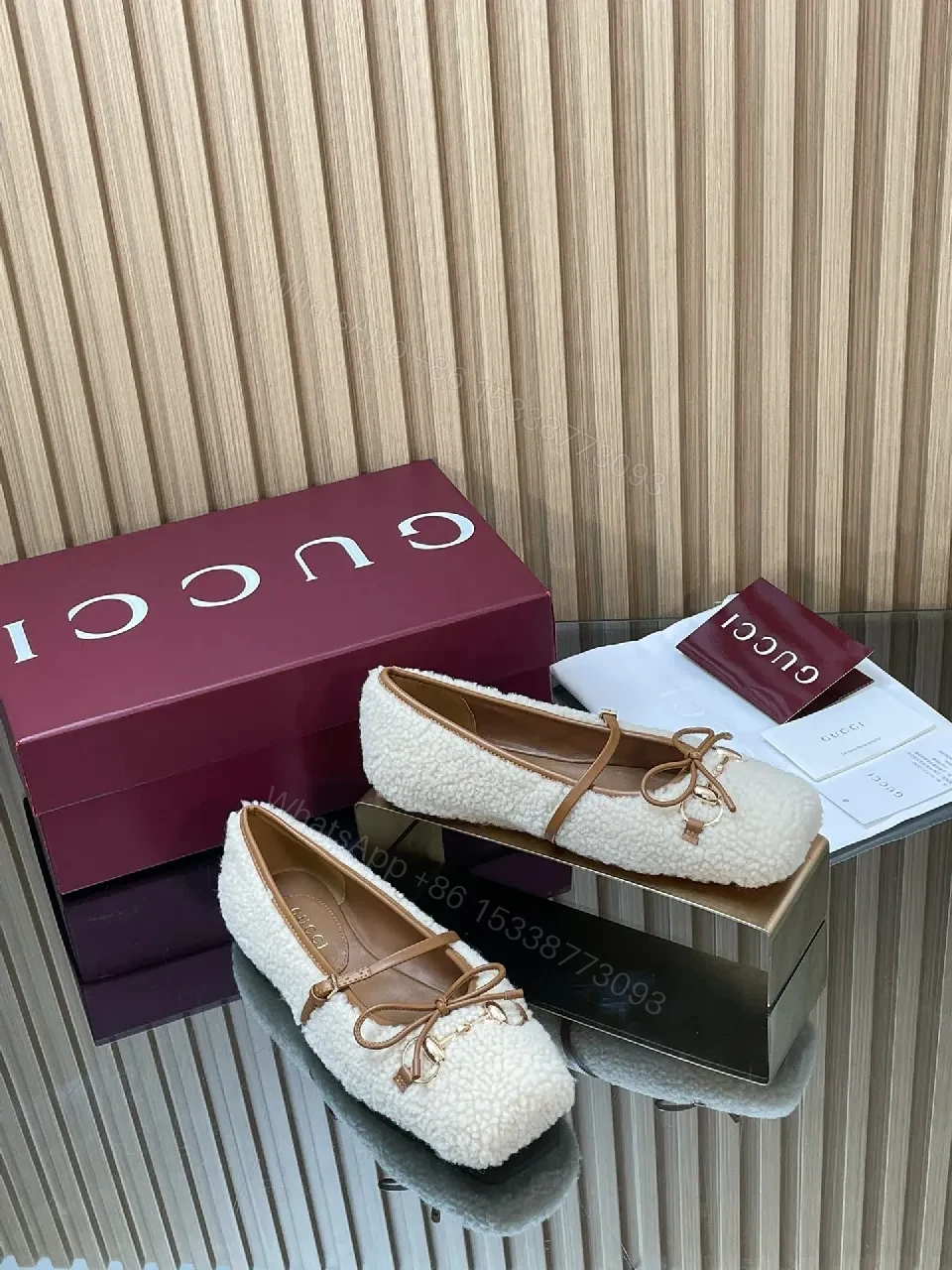 Off-White Knit Mule with Leather Bow – Textured Comfort Shoes — view 1