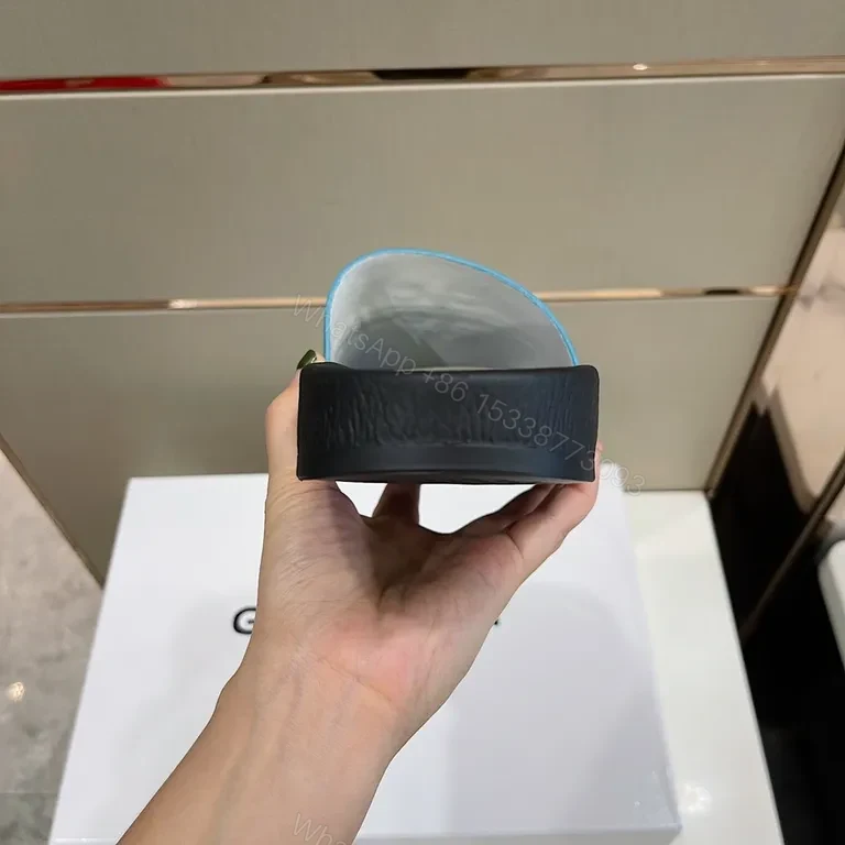 View 5 of Two-Tone Textured Slide with Signature Hardware â€” Elevated Comfort