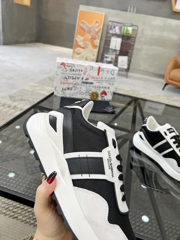View 4 of Chic Black & White Mesh Leather Sneakers â€” All-Day Comfort