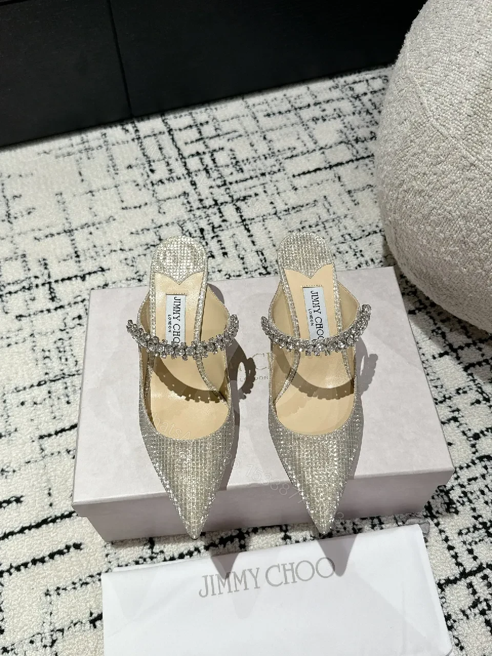 View 2 of Glimmering Pointed-Toe Heels with Crystal Embellishment
