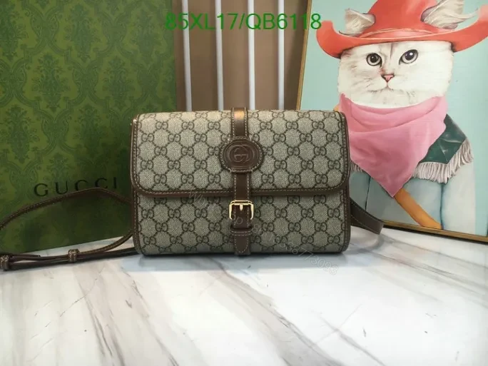 View 7 of Gucci Inspired Supreme Black Messenger Bag QB61187 with Interlocking G