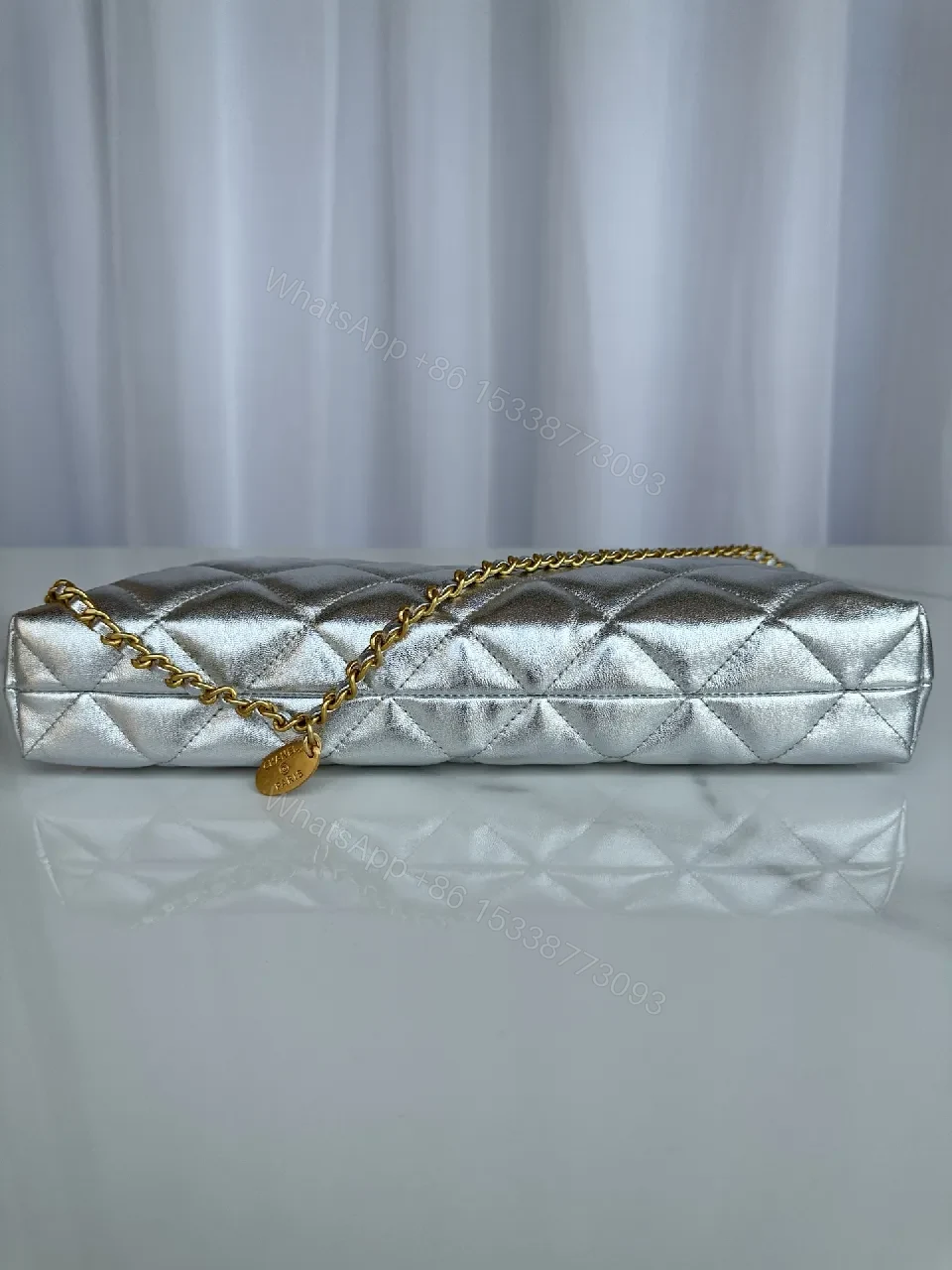 View 4 of Metallic Quilted Chain Bag: Modern Luxury Everyday Versatility