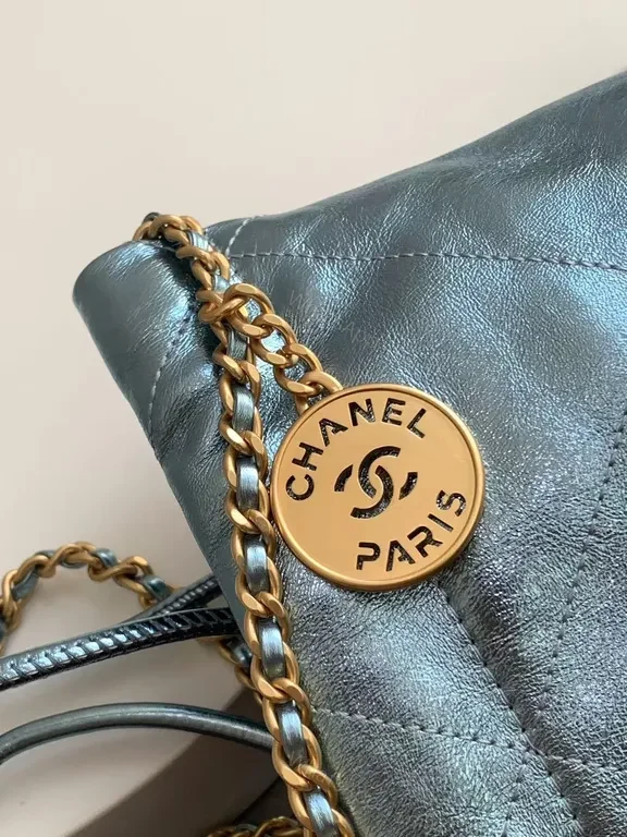 View 8 of Chanel-Inspired Metallic Quilted Chain Bag
