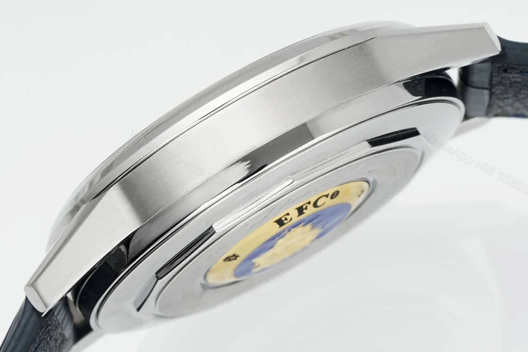 View 9 of Longines Classic Flagship Blue Dial Moon Phase Automatic Watch with Leather Strap