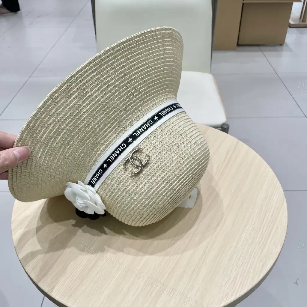 View 3 of Straw Hat + Natural Straw + Chic + Logo Accent + Hat