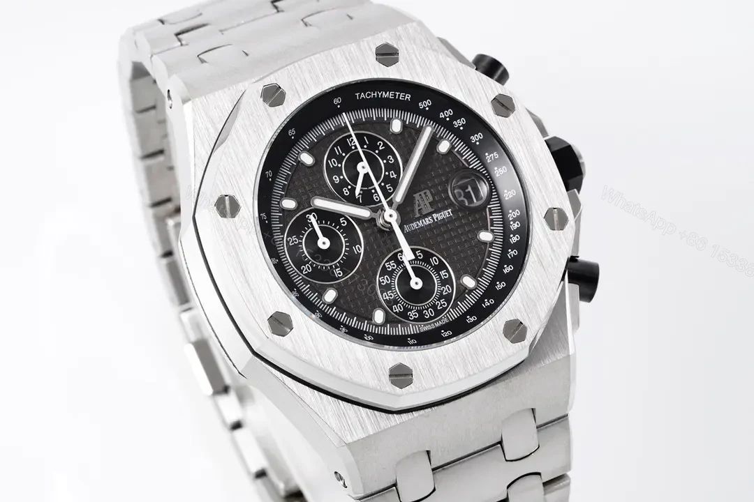 View 2 of JF Factory Audemars Piguet Royal Oak Offshore Stainless Steel Bracelet Watch with Black Dial and 4404 Chronograph Movement