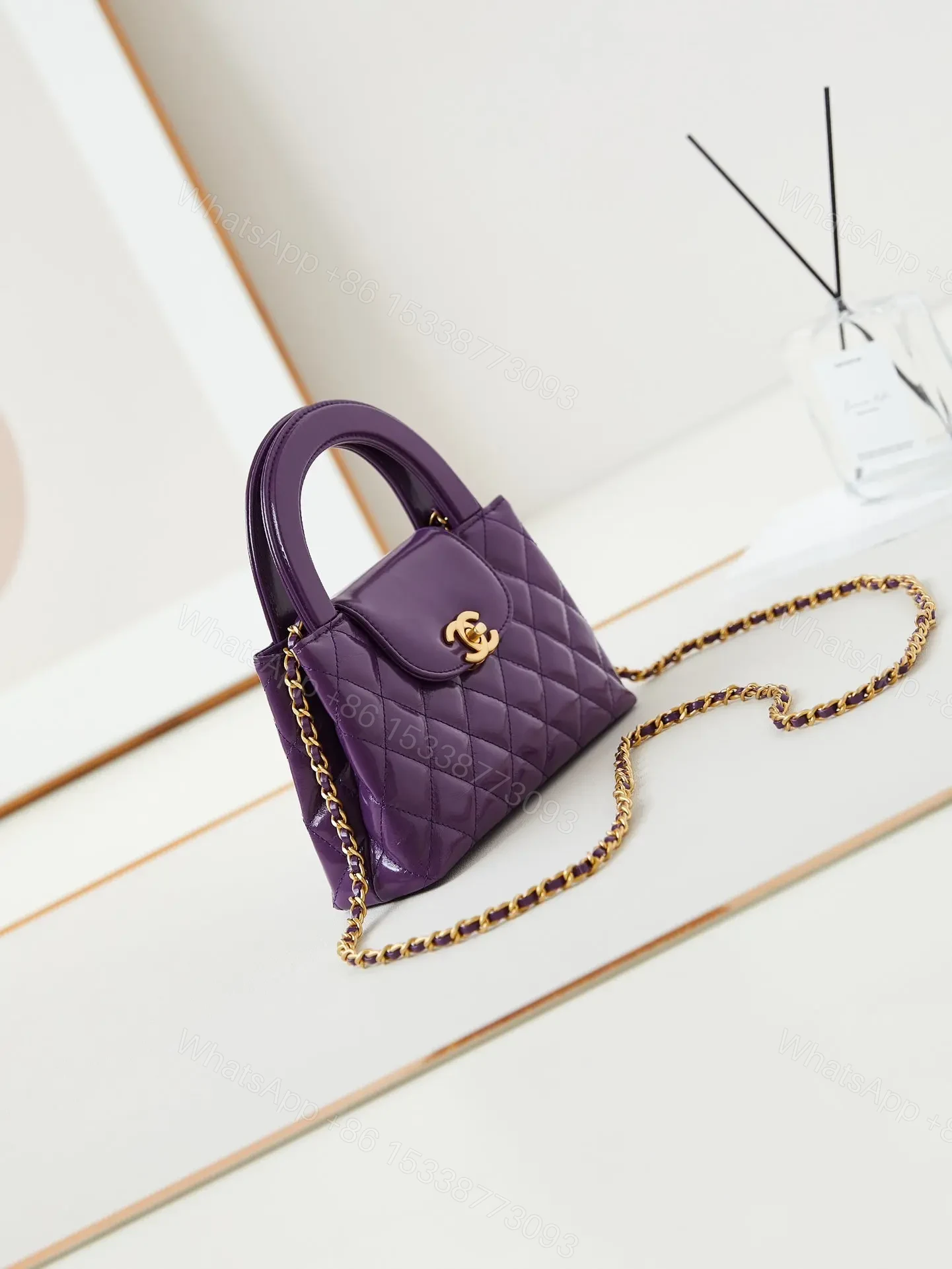 View 5 of CHANEL KELLY MINI 19 BAG IN INDIGO PURPLE CALFSKIN
