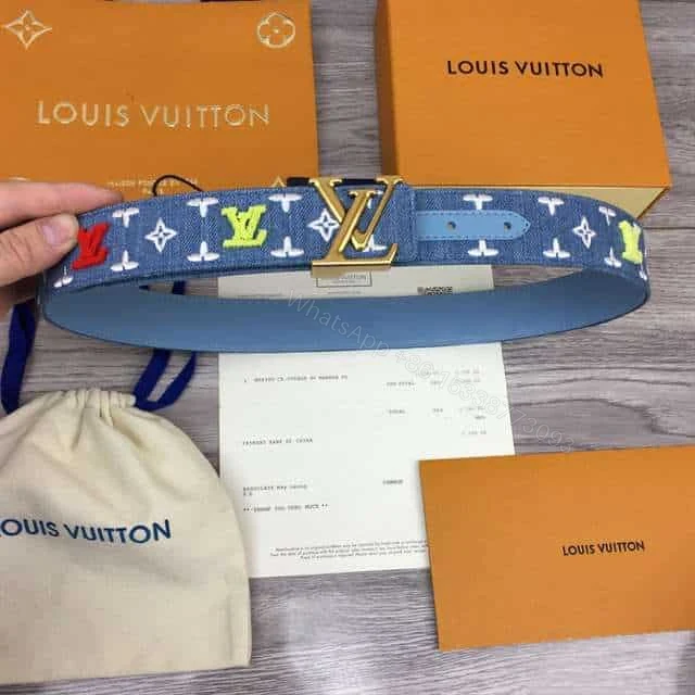 View 2 of LOUIS VUITTON BLUE DENIM ‘NEW WAVE’ BELT – B105